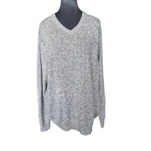 Croft & Barrow Gray V-Neck Long Sleeve Sweater XL Soft Knit Casual Mens